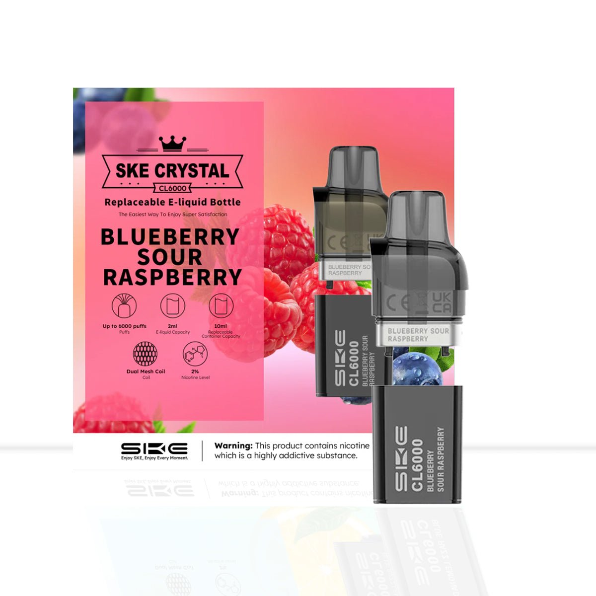 Blueberry Sour Raspberry SKE Crystal CL6000 Prefilled Pods - Blueberry Sour Raspberry SKE Crystal CL6000 Prefilled Pods